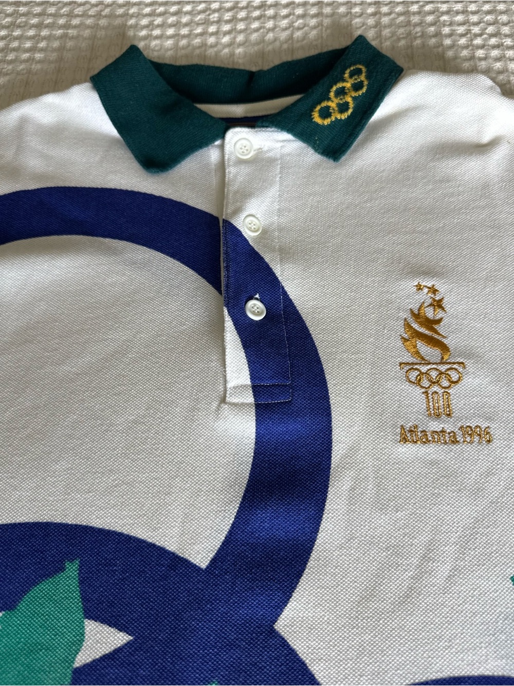 Brand new Vintage 1996 Atlanta Olympics Haynes White staff Polo with graphics - Picture 6 of 8